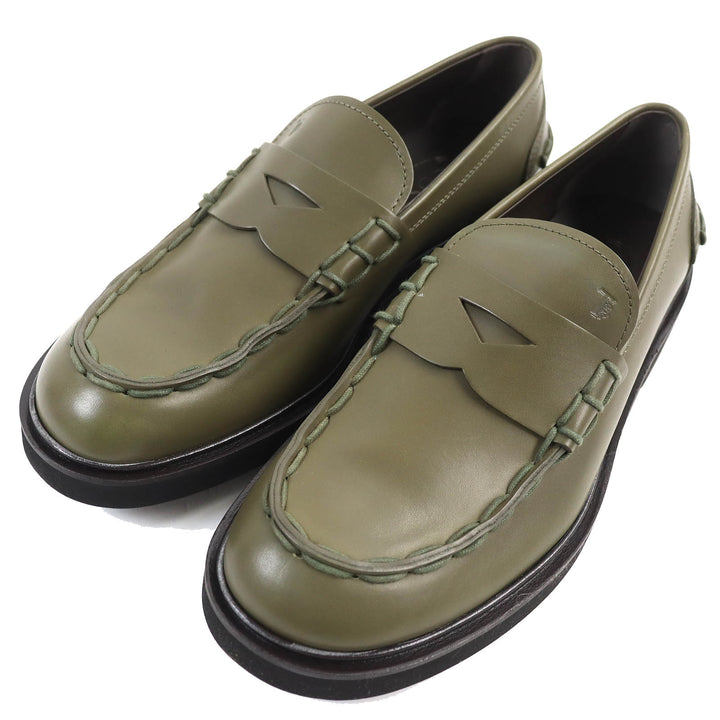 【ドンドン見直し】未使用品△TOD’S トッズ MOCASSINO EXTRALIGHT 92C レザー ロゴ型押し モカシン ローファー 10 袋付き 伊製 メンズ