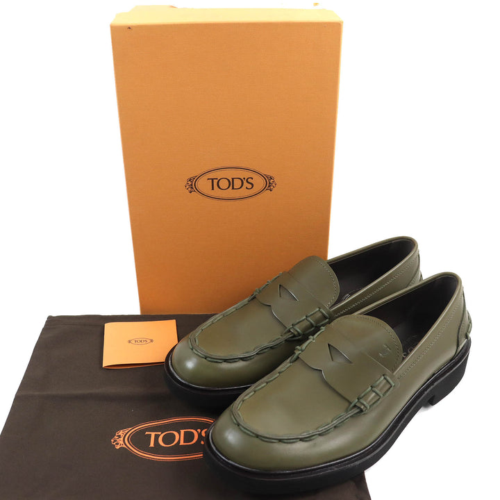 【ドンドン見直し】未使用品△TOD’S トッズ MOCASSINO EXTRALIGHT 92C レザー ロゴ型押し モカシン ローファー 10 袋付き 伊製 メンズ