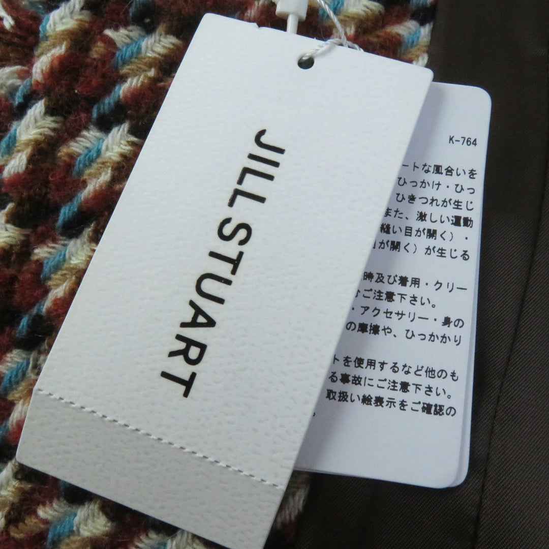 未使用品◎JILLSTUART ジルスチュアート 定価総額88000円 カラーミックスツイード フリンジ セットアップ 茶系 M／2 正規品 レディース