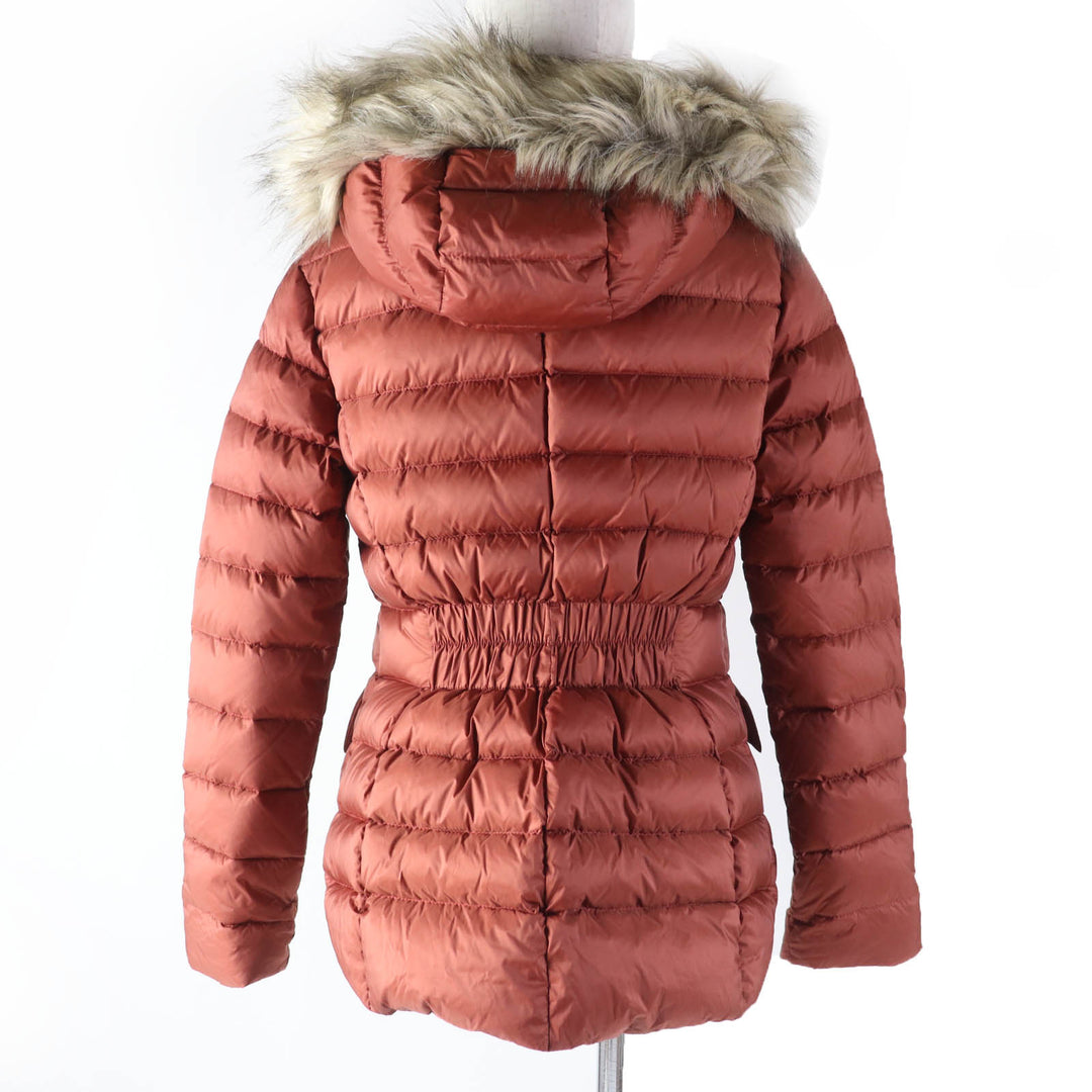 美品☆SNOWMAN NEW YORK スノーマン ニューヨーク TART ロゴワッペン・フェイクファー・フード付 ダウンジャケット オレンジ M 正規品