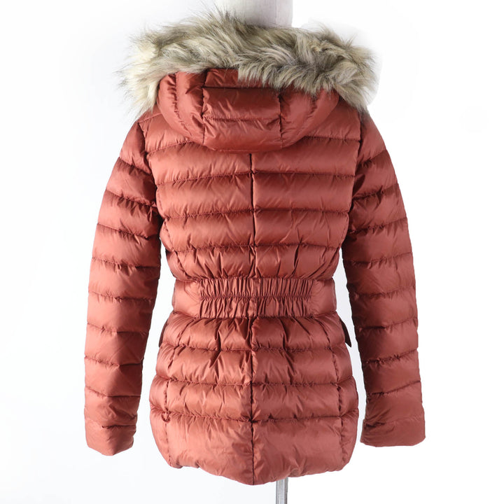美品☆SNOWMAN NEW YORK スノーマン ニューヨーク TART ロゴワッペン・フェイクファー・フード付 ダウンジャケット オレンジ M 正規品