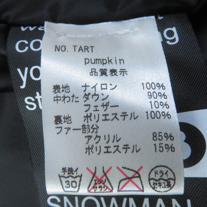美品☆SNOWMAN NEW YORK スノーマン ニューヨーク TART ロゴワッペン・フェイクファー・フード付 ダウンジャケット オレンジ M 正規品