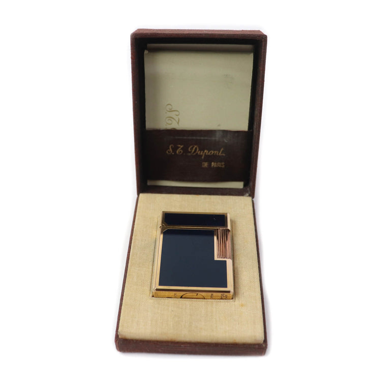 【ドンドン見直し】外装美品★Dupont デュポン ライン1 ラッカー ローラー式 ガス ライター ブラック ゴールド 仏製 着火不可