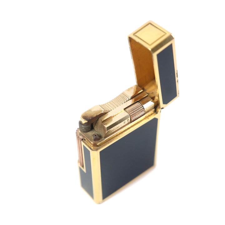 【ドンドン見直し】外装美品★Dupont デュポン ライン1 ラッカー ローラー式 ガス ライター ブラック ゴールド 仏製 着火不可
