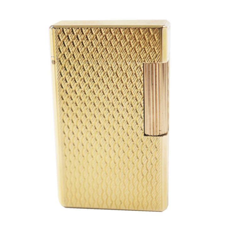 【ドンドン見直し】外装品◎Dupont デュポン ライン1 ロング ローラー式 スクエア型 ウェーブ柄 ガスライター ゴールド 仏製 着火不可