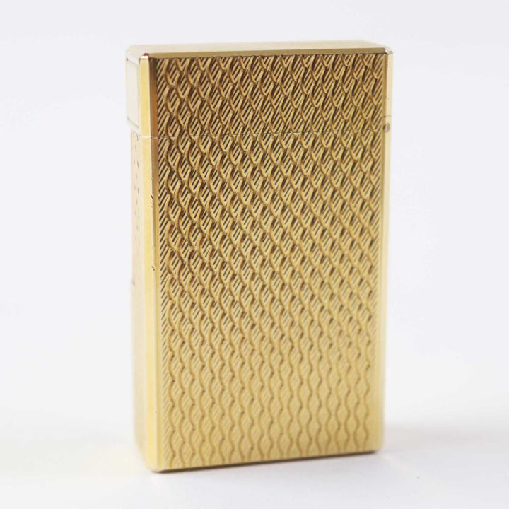 【ドンドン見直し】外装品◎Dupont デュポン ライン1 ロング ローラー式 スクエア型 ウェーブ柄 ガスライター ゴールド 仏製 着火不可