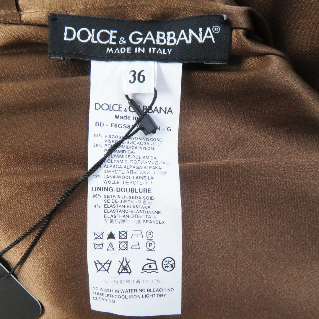 未使用品◎DOLCE&amp;GABBANA ドルチェ＆ガッバーナ レース×チェック ドッキング ワンピース ブラック ブラウン 36 伊製 正規品 レディース