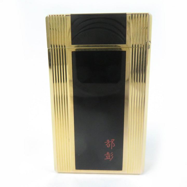 【ドンドン見直し】外装美品☆Dupont デュポン ライン1 ロング ラッカー スクエア ローラー式 ガスライター ブラック 仏製 着火不可
