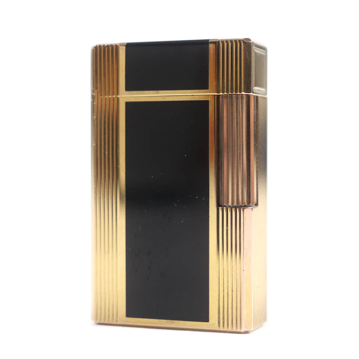 【ドンドン見直し】外装美品★Dupont デュポン ライン1 ロング ローラー式 ガス ライター ブラック ゴールド 仏製 着火不可