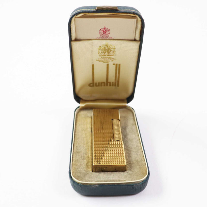 【ドンドン見直し】外装良品◎Dunhill ダンヒル ローラー式 スクエア型 ダイヤ柄 ガスライター ゴールド 箱付き スイス製 着火不可