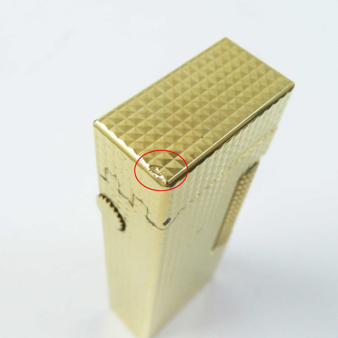 【ドンドン見直し】外装良品◎Dunhill ダンヒル ローラー式 スクエア型 ダイヤ柄 ガスライター ゴールド 箱付き スイス製 着火不可