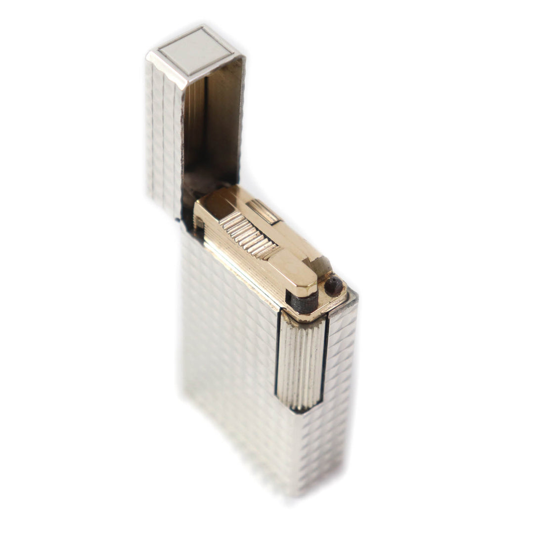 【ドンドン見直し】外装美品★Dupont デュポン ライン1 ロング ダイヤモンドヘッド ローラー式 ガス ライター シルバー 仏製 着火不可