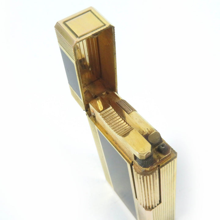 【ドンドン見直し】外装美品☆Dupont デュポン ライン1 ロング ラッカー スクエア ローラー式 ガスライター ブラック 仏製 着火不可