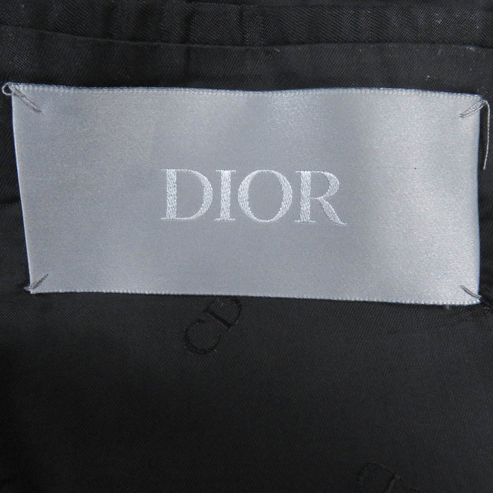 良品□DIOR ディオール オム 933C307A4602 ウール 千鳥格子柄 ベルト付き ロング チェスターコート ブラック系 44 イタリア製 正規品