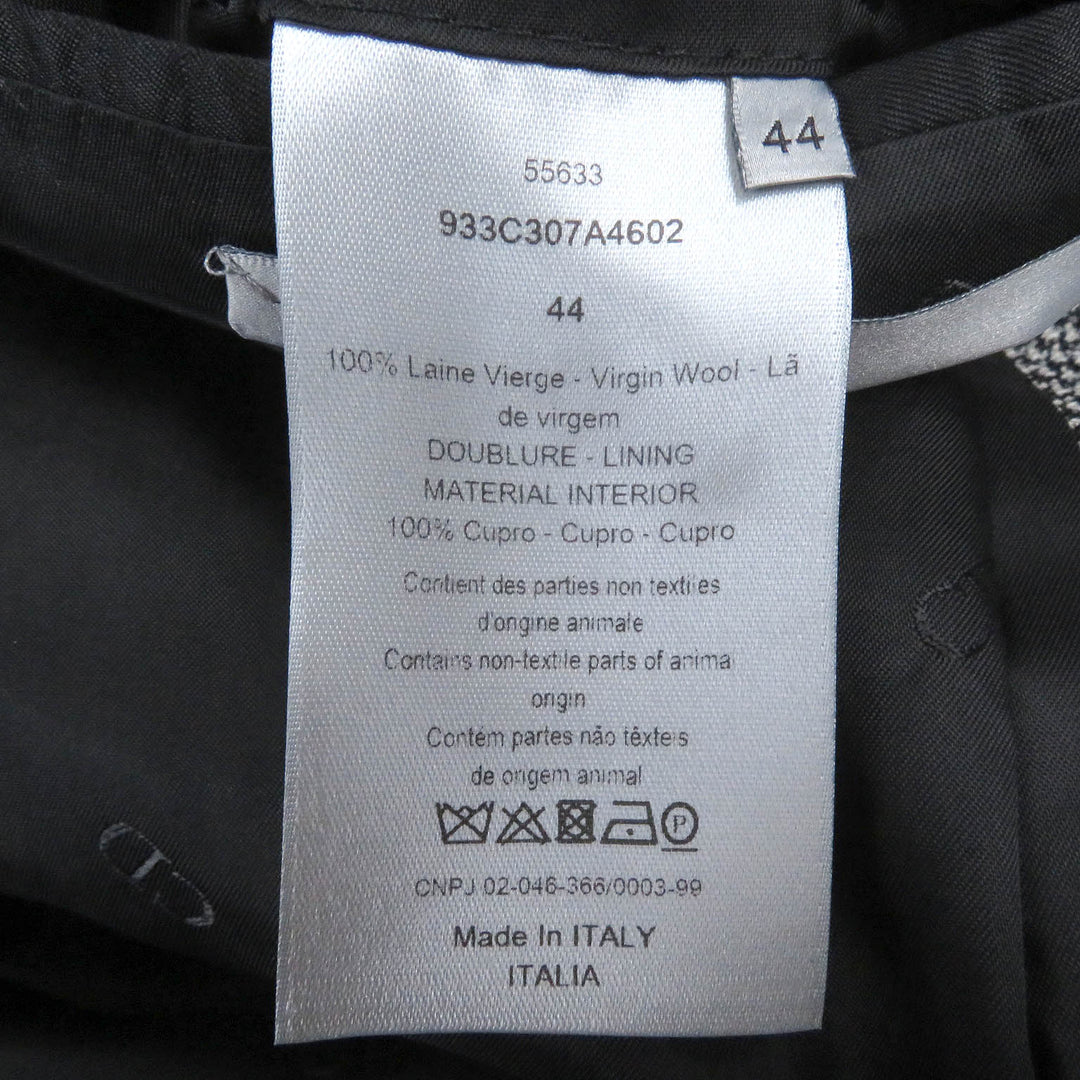 良品□DIOR ディオール オム 933C307A4602 ウール 千鳥格子柄 ベルト付き ロング チェスターコート ブラック系 44 イタリア製 正規品