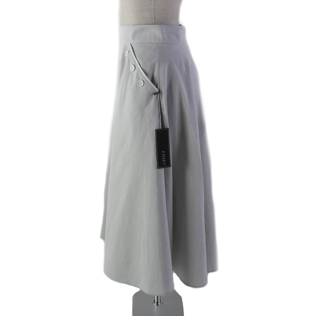 【ドンドン見直し】未使用品★フォクシー 定価121000円 43453 JURA ストライプ柄 マリン フレアスカート 38 ガーメント付 正規