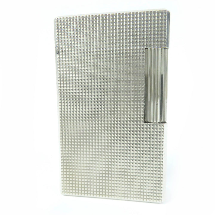 【ドンドン見直し】外装美品☆Dupont デュポン ライン1 ロング 総柄 スクエア ローラー式 ガス ライター シルバー 仏製 着火不可