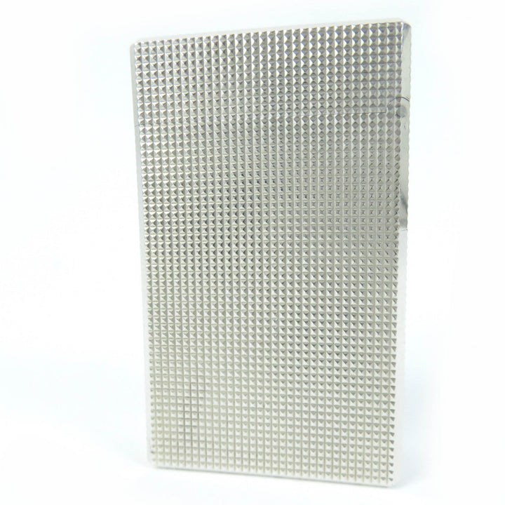 【ドンドン見直し】外装美品☆Dupont デュポン ライン1 ロング 総柄 スクエア ローラー式 ガス ライター シルバー 仏製 着火不可