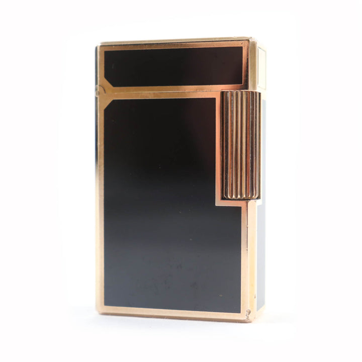【ドンドン見直し】外装良品★Dupont デュポン ライン1 ラッカー ロング ローラー式 ガス ライター ブラック ゴールド 仏製 着火不可