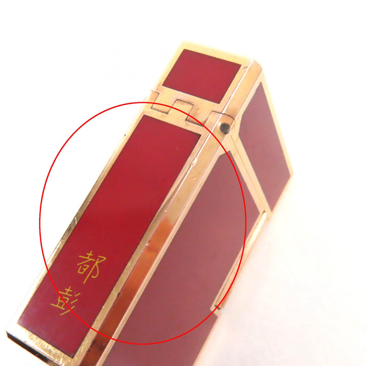 【ドンドン見直し】外装良品★Dupont デュポン ライン1 ラッカー ショート ローラー式 ガス ライター レッド ゴールド 仏製 着火不可