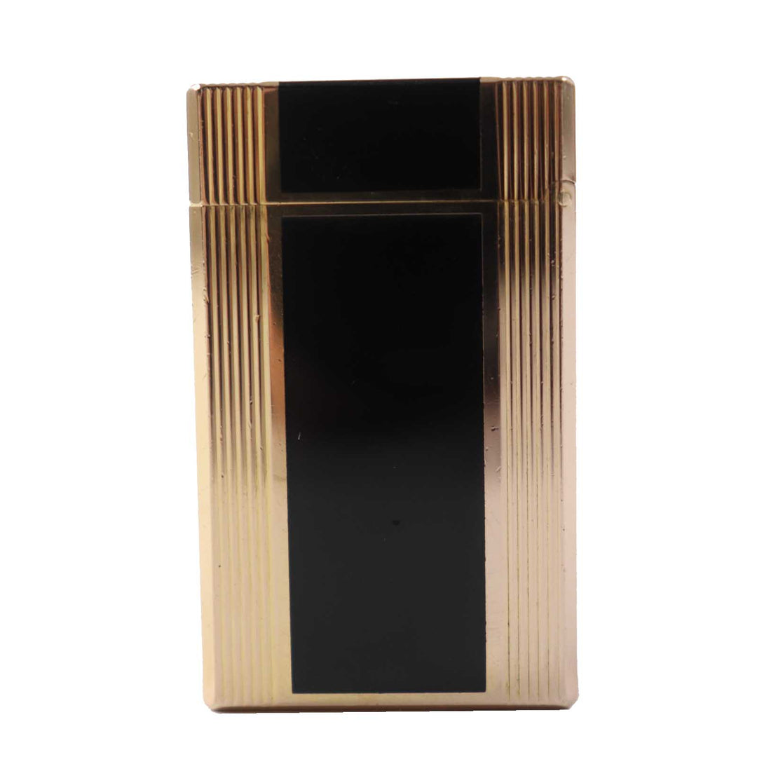 【ドンドン見直し】外装良品◎Dupont デュポン ライン1 ロング ローラー式 ラッカー ガスライター ブラック ゴールド 仏製 着火不可