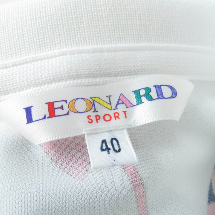 【ドンドン見直し】美品☆LEONARD SPORT レオナールスポーツ 0598541 ロゴボタン付 花柄 ロゴデザイン 半袖ポロシャツ 40 正規品