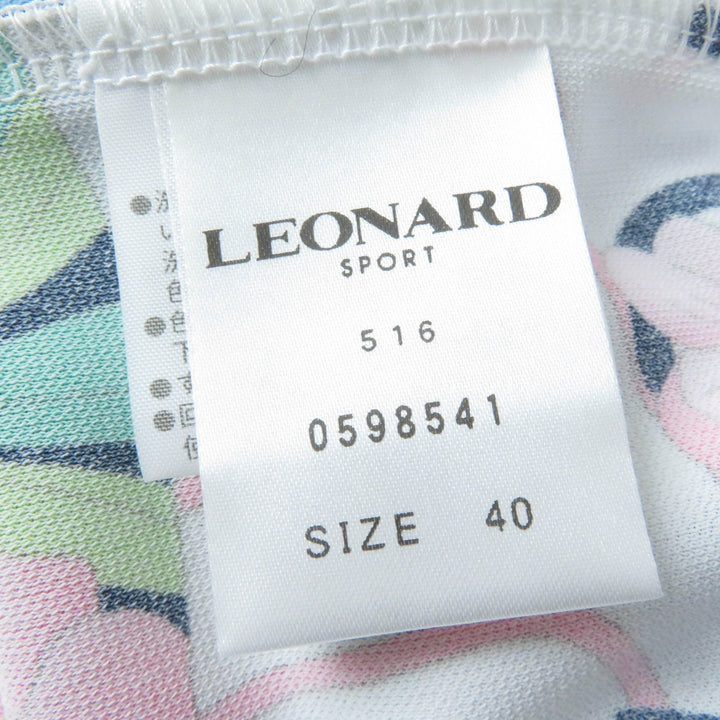 【ドンドン見直し】美品☆LEONARD SPORT レオナールスポーツ 0598541 ロゴボタン付 花柄 ロゴデザイン 半袖ポロシャツ 40 正規品