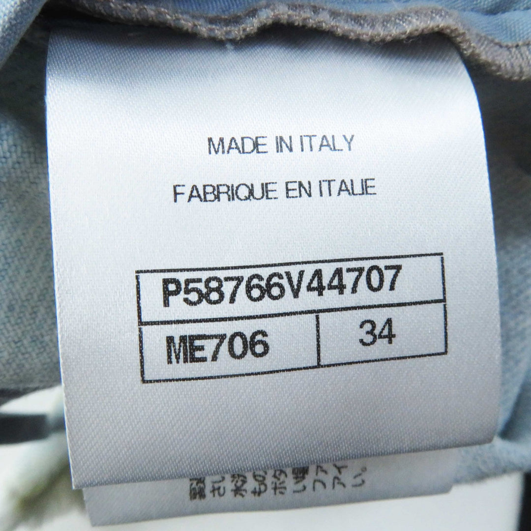 【ドンドン見直し】極美品◎CHANEL シャネル P58766 コットン ストライプ柄 裾カットオフ デニムスカート 34 伊製 正規品