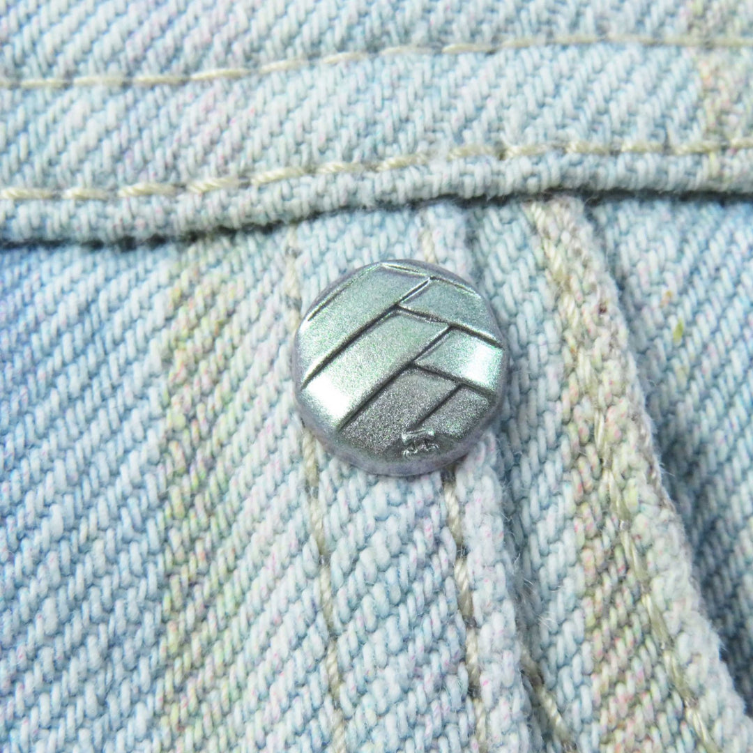 【ドンドン見直し】極美品◎CHANEL シャネル P58766 コットン ストライプ柄 裾カットオフ デニムスカート 34 伊製 正規品