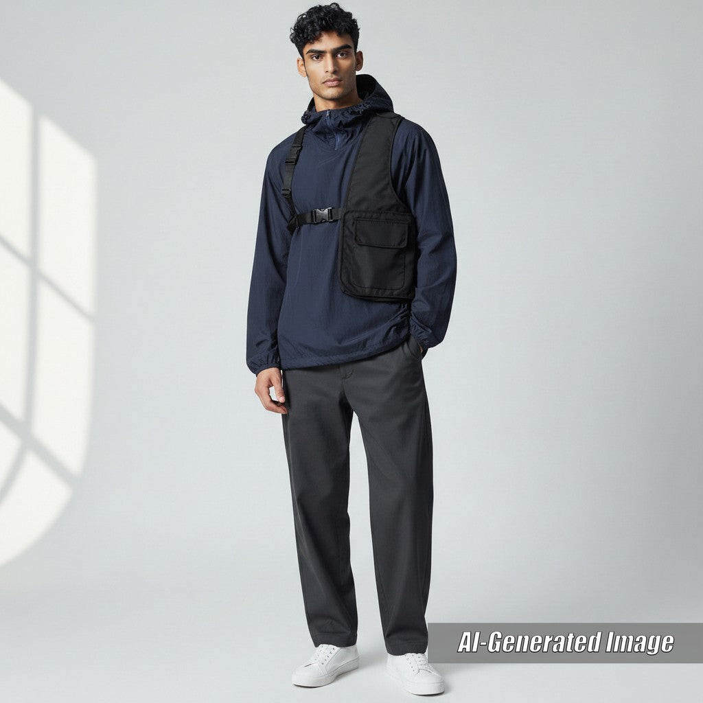 未使用品□LOUIS VUITTON ルイヴィトン 19AW ベルトポケット付き ウィンドブレーカー ブルゾン ネイビー 50 イタリア製 正規品 メンズ