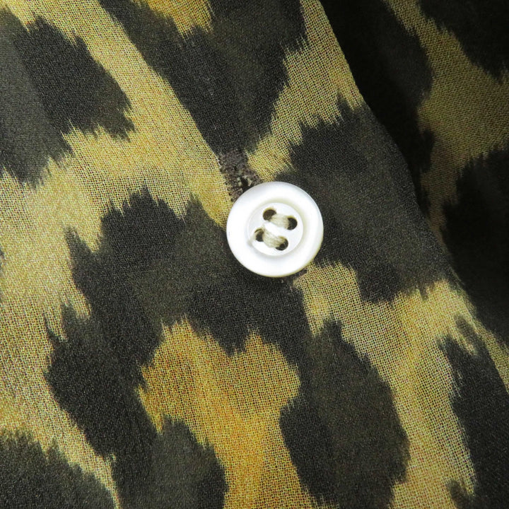 【ドンドン見直し】極美品◎クリスチャンディオール 141B58A6676 シルク100％ BEE刺繍 レオパード柄 シースルー 半袖シャツ 40 正規品