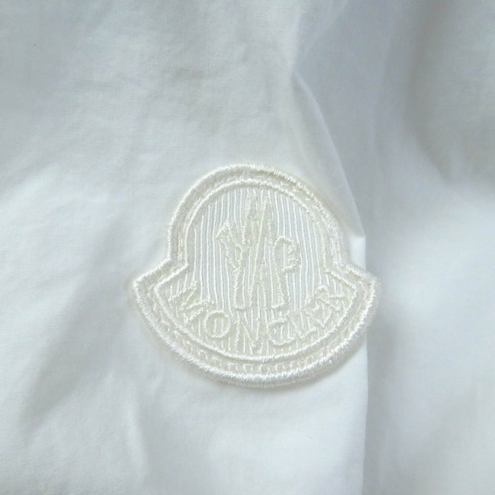 美品★モンクレール 21年製 SS POLO コットン100％ ハーフZIP ロゴワッペン付 半袖 カットソー ホワイト ブルー M 正規品 レディース