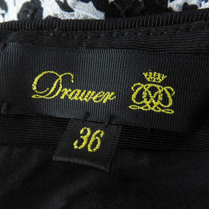 極美品◎DRAWER ドゥロワー 22AW 6524-299-1667 花柄 ジャガード ロングスカート ブラック ホワイト 36 日本製 正規品 レディース