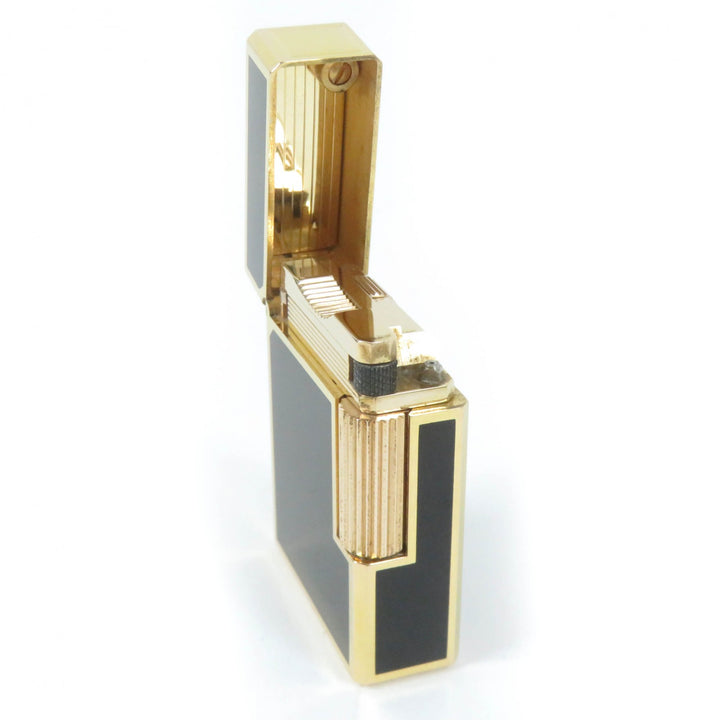 【ドンドン見直し】外装美品☆Dupont デュポン ライン1 ショート ラッカー ローラー式 ガス ライター ブラック ゴールド 仏製 着火不可