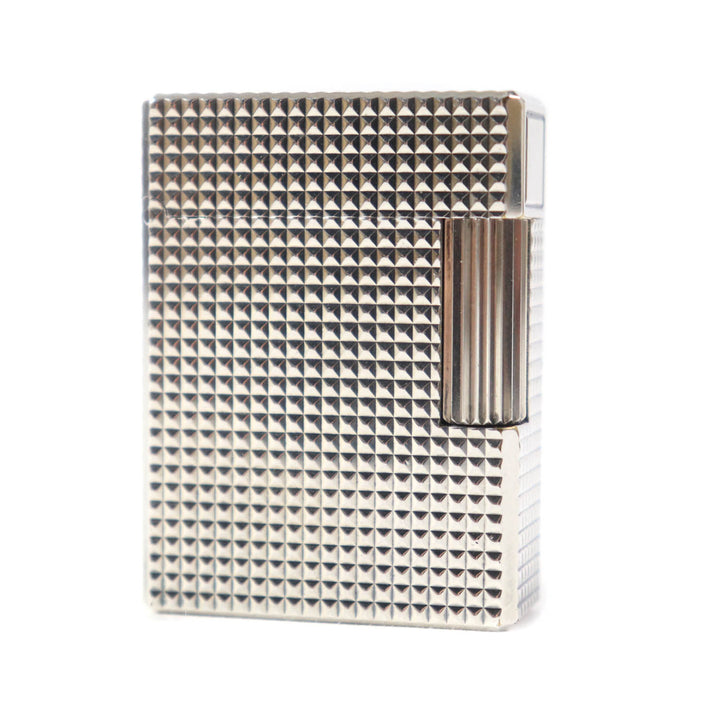 【ドンドン見直し】外装美品★Dupont デュポン ライン1 ショート ダイヤモンドヘッド ローラー式 ガス ライター シルバー 仏製 着火不可