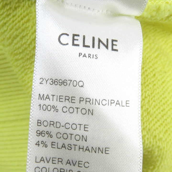 美品□CELINE セリーヌ 2Y369670Q ロゴプリント コットンフリース ルーズフーディー スウェットパーカー イエロー M イタリア製 正規品