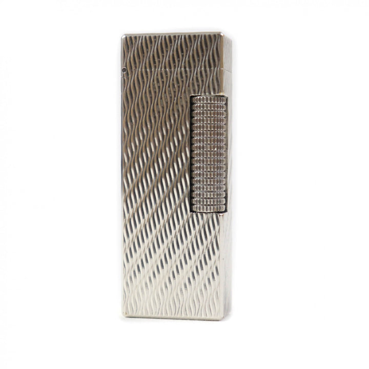 【ドンドン見直し】外装美品★Dunhill ダンヒル ウェーブ柄 ローラー式 ガス ライター シルバー スイス製 メンズ 着火不可