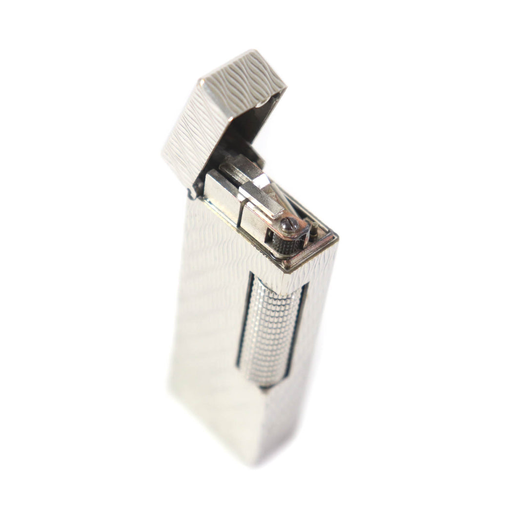 【ドンドン見直し】外装美品★Dunhill ダンヒル ウェーブ柄 ローラー式 ガス ライター シルバー スイス製 メンズ 着火不可