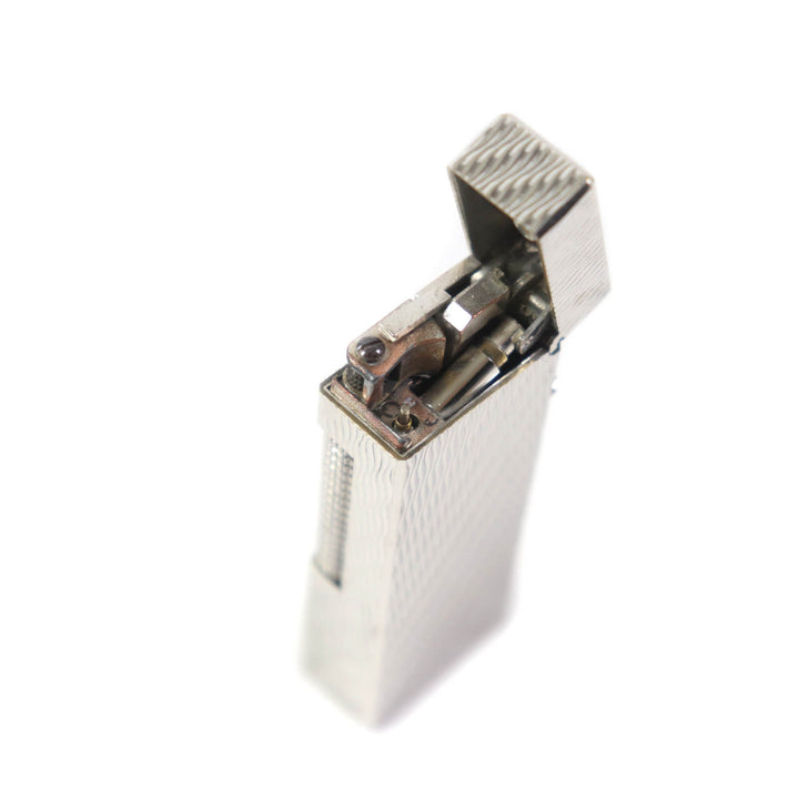 【ドンドン見直し】外装美品★Dunhill ダンヒル ウェーブ柄 ローラー式 ガス ライター シルバー スイス製 メンズ 着火不可
