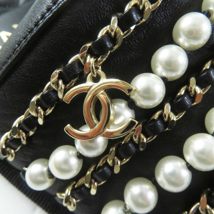 【ドンドン見直し】未使用品◎CHANEL シャネル G36005 ココマーク Fパールチェーン付き フラット レザー サンダル L 箱・保存袋付