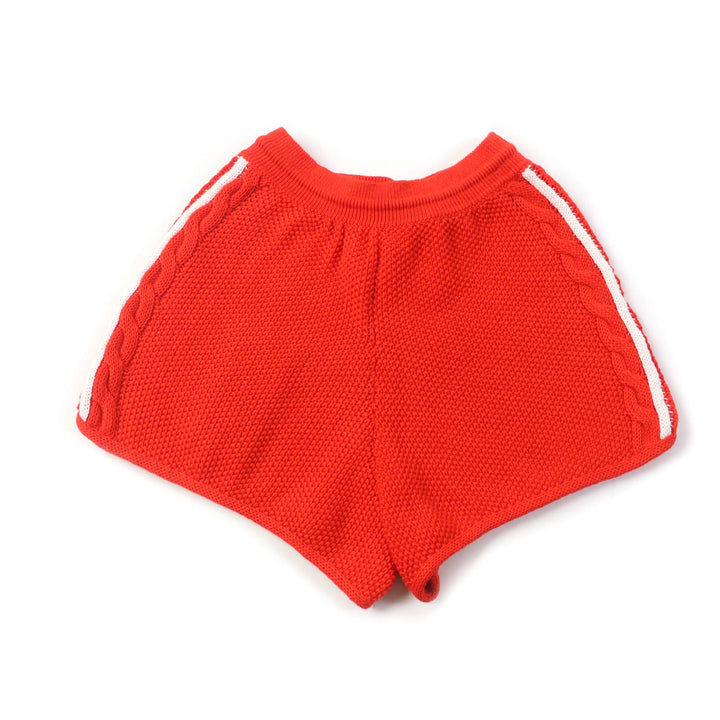 【ドンドン見直し】未使用品★グッチ アディダス 693835 リネン コットン トレフォイル刺繍入り ニット ショートパンツ M 伊製 正規品