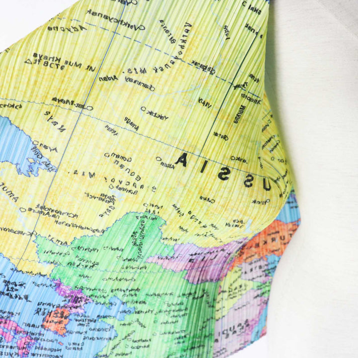極美品◎PLEATS PLEASE プリーツプリーズ イッセイミヤケ 2008SS PP81-J0594 世界地図柄 Worid Map カーディガン ライトブルー マルチ 4