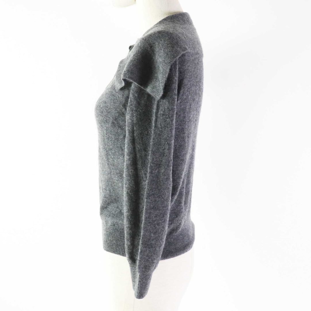 美品◎Christian Dior クリスチャンディオール 23AW 354S48AM053 カシミヤ100％ CDロゴFパールボタン 長袖ニット 灰 42 正規品