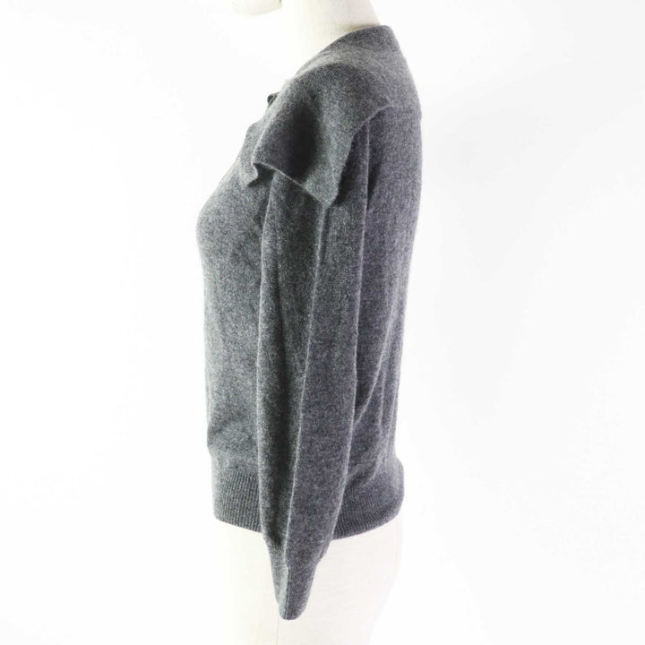 美品◎Christian Dior クリスチャンディオール 23AW 354S48AM053 カシミヤ100％ CDロゴFパールボタン 長袖ニット 灰 42 正規品