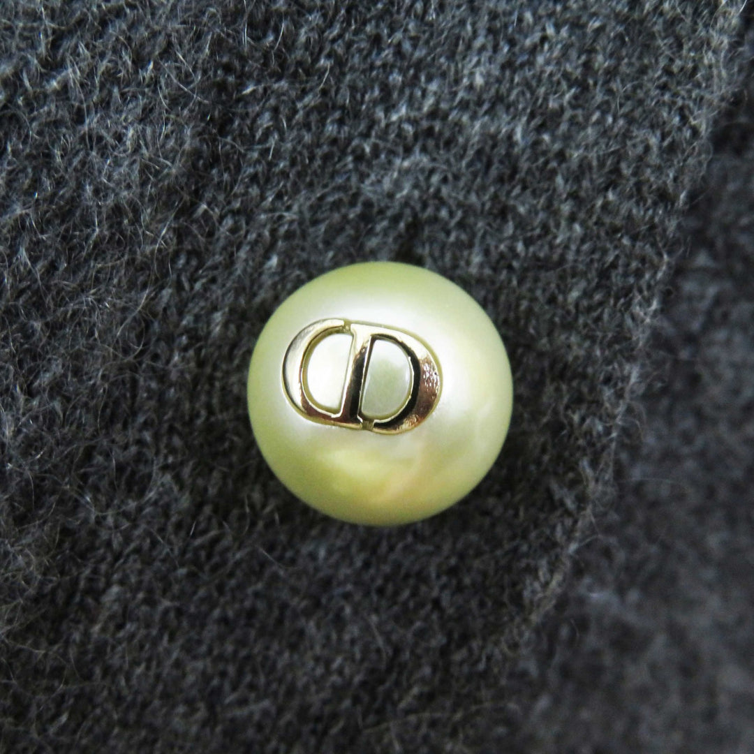 美品◎Christian Dior クリスチャンディオール 23AW 354S48AM053 カシミヤ100％ CDロゴFパールボタン 長袖ニット 灰 42 正規品