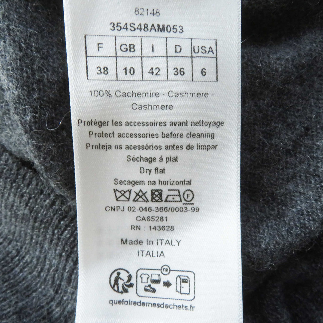 美品◎Christian Dior クリスチャンディオール 23AW 354S48AM053 カシミヤ100％ CDロゴFパールボタン 長袖ニット 灰 42 正規品