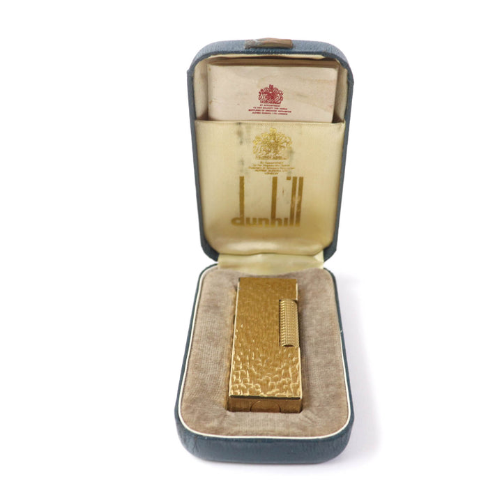 外装美品★Dunhill ダンヒル スクエア 総柄 ローラー式 ガス ライター ゴールド スイス製 メンズ 着火不可