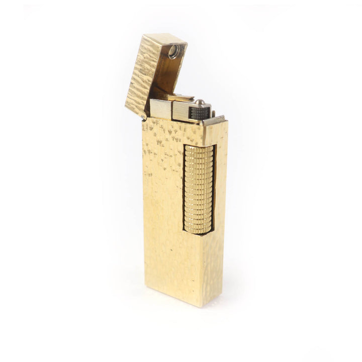 外装美品★Dunhill ダンヒル スクエア 総柄 ローラー式 ガス ライター ゴールド スイス製 メンズ 着火不可
