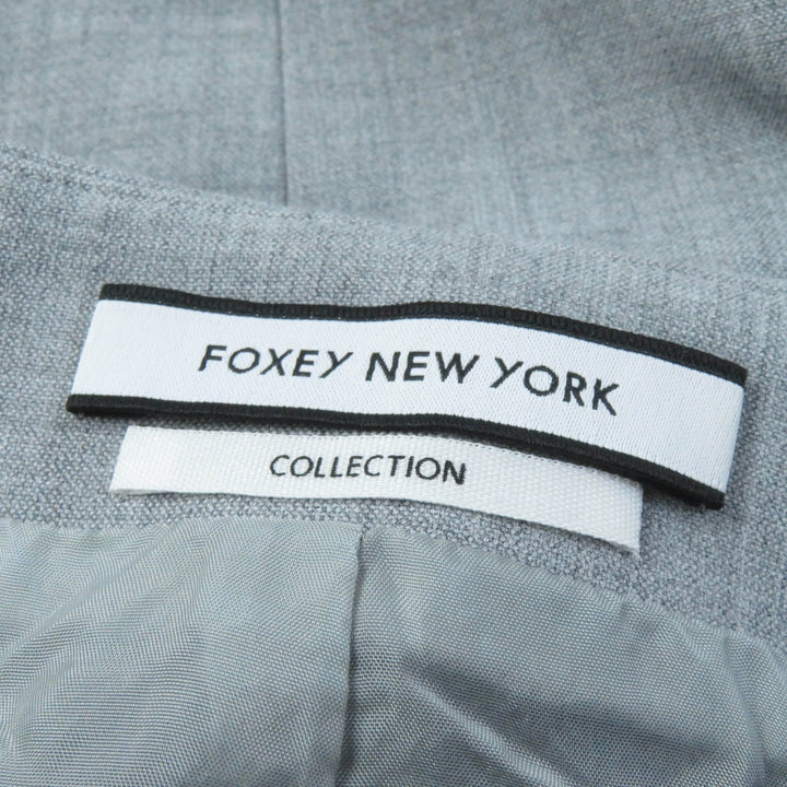 美品★フォクシー ニューヨーク コレクション 39236 フロントダブルZIP フレアドレス ワンピース グレー 38 日本製 正規品 レディース