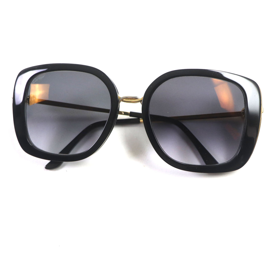 良品▼Cartier カルティエ CT0246S 001 トリニティ ロゴ入り サングラス ブラック ゴールド 54□20 140 ケース付き フランス製 メンズ